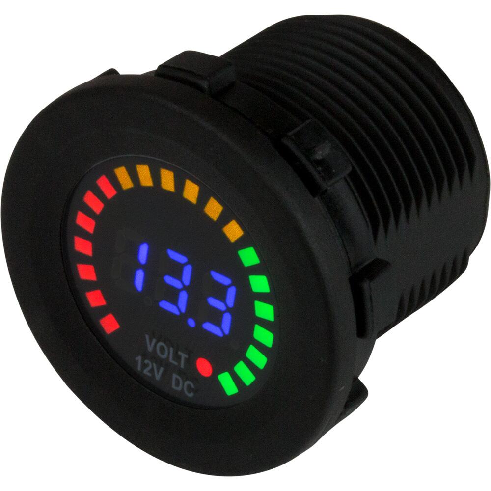 Image 1: Sea-Dog Rainbow Display Digital Voltmeter - Injection Molded Nylon - 5V-15VDC