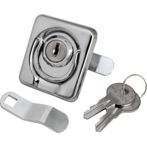 Image 1: Sea-Dog Surface Mount Locking Ring Pull - Stamped 304 Stainless Steel/Die Cast Zinc Lock
