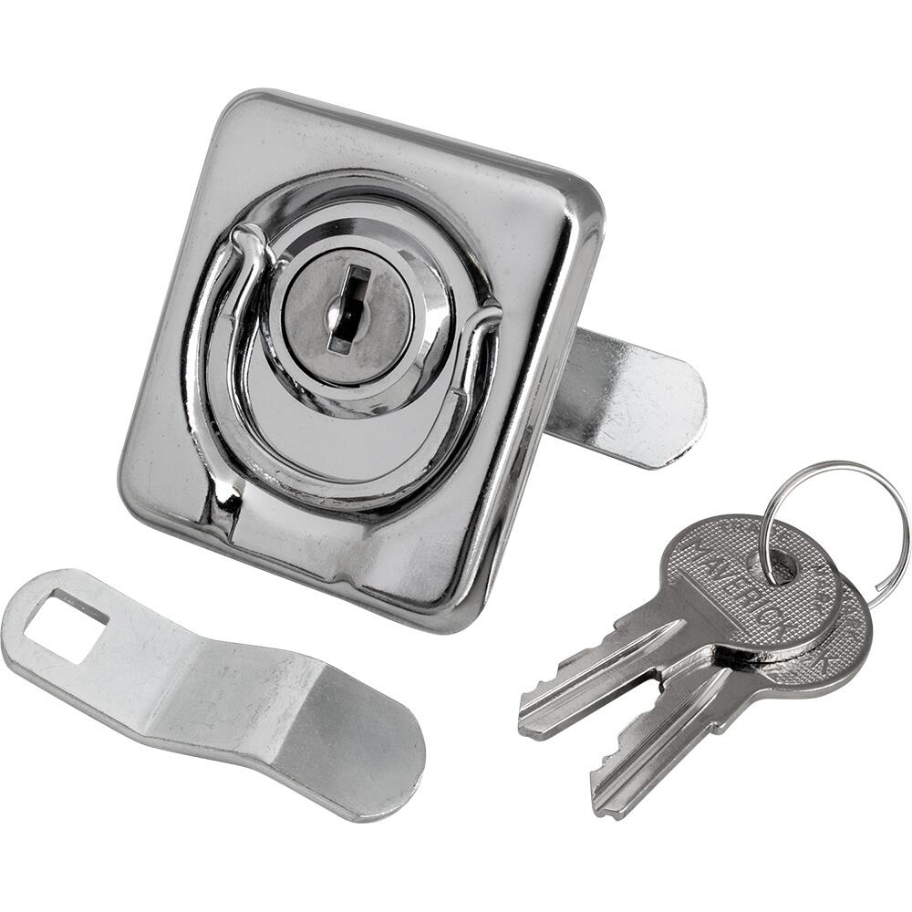 Image 1: Sea-Dog Surface Mount Locking Ring Pull - Stamped 304 Stainless Steel/Die Cast Zinc Lock