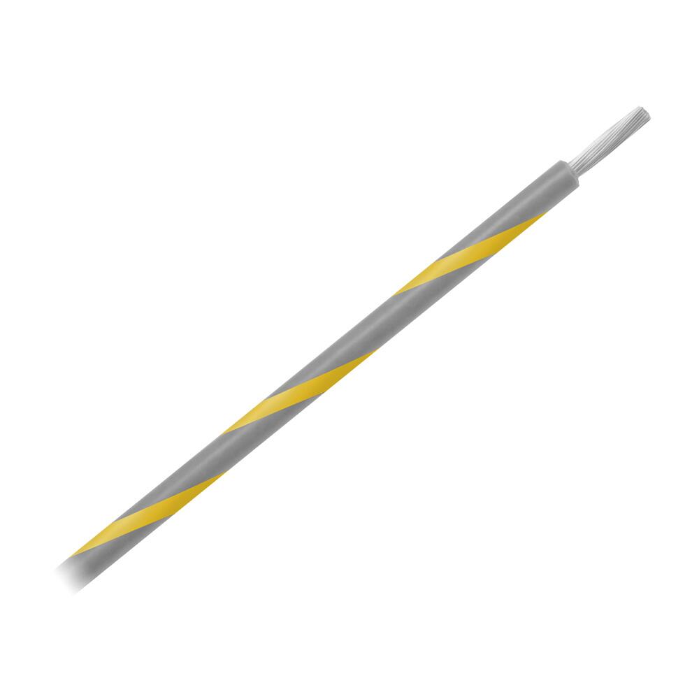 Image 1: Pacer 14 AWG Gauge Striped Marine Wire 500' Spool - Grey w/Yellow Stripe
