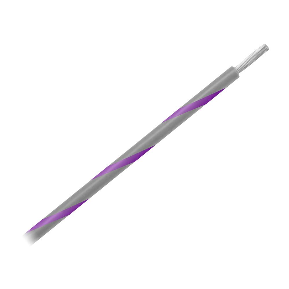 Image 1: Pacer 14 AWG Gauge Striped Marine Wire 500' Spool - Grey w/Violet Stripe