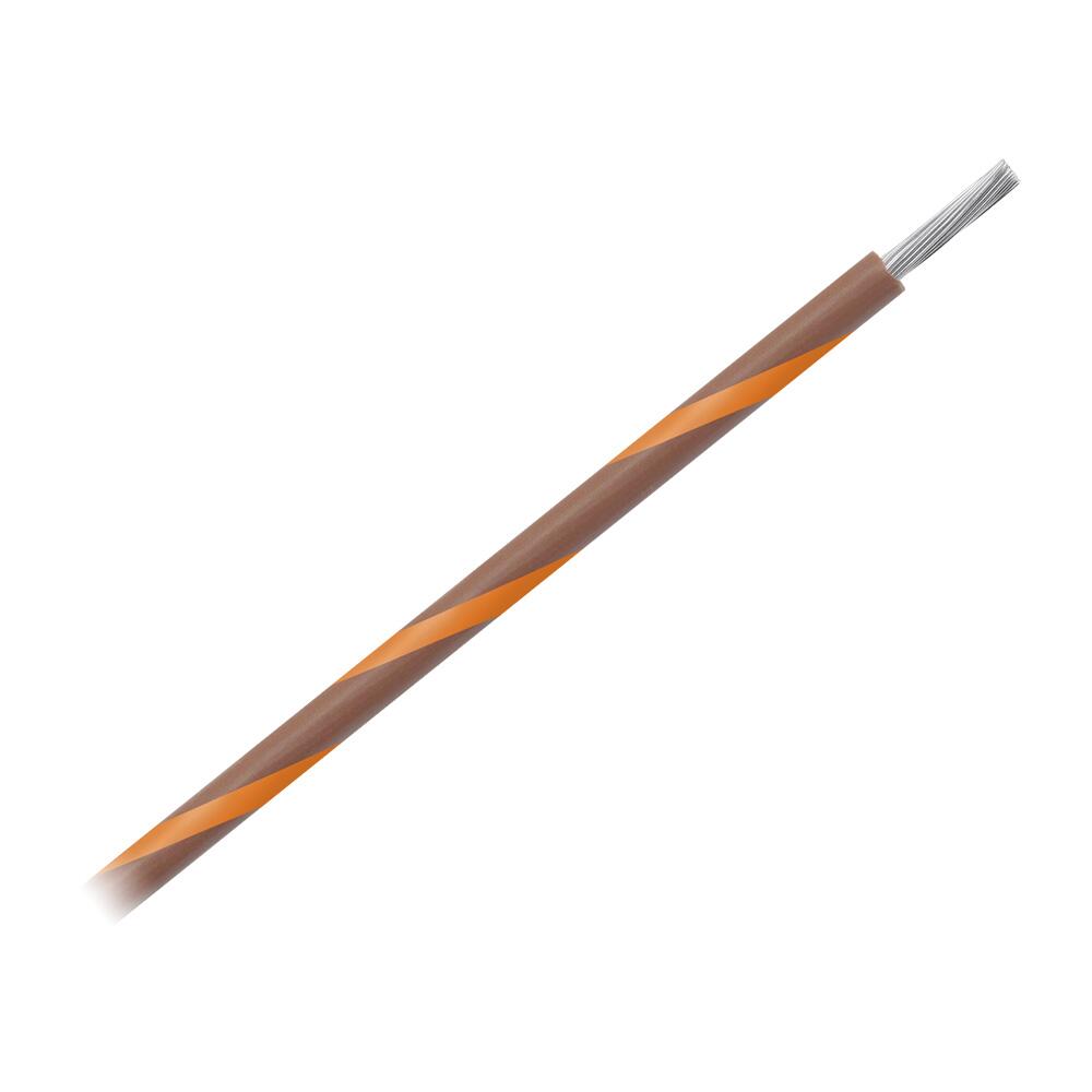 Image 1: Pacer 14 AWG Gauge Striped Marine Wire 500' Spool - Brown w/Orange Stripe