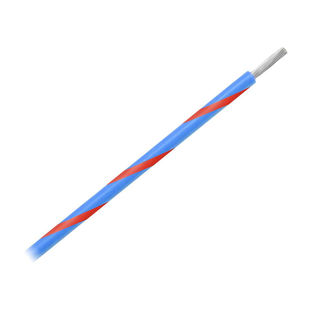 Image 1: Pacer 14 AWG Gauge Striped Marine Wire 500' Spool - Blue w/Red Stripe
