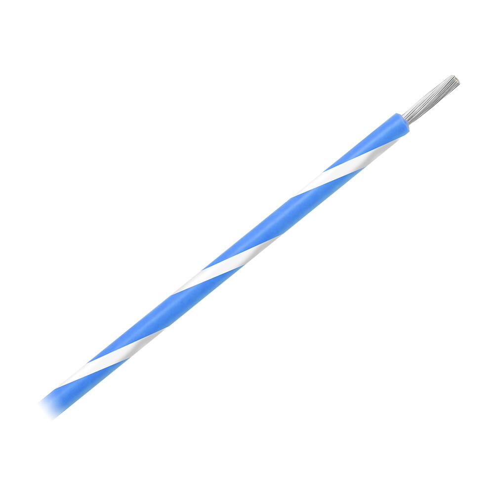 Image 1: Pacer 14 AWG Gauge Striped Marine Wire 500' Spool - Blue w/White Stripe