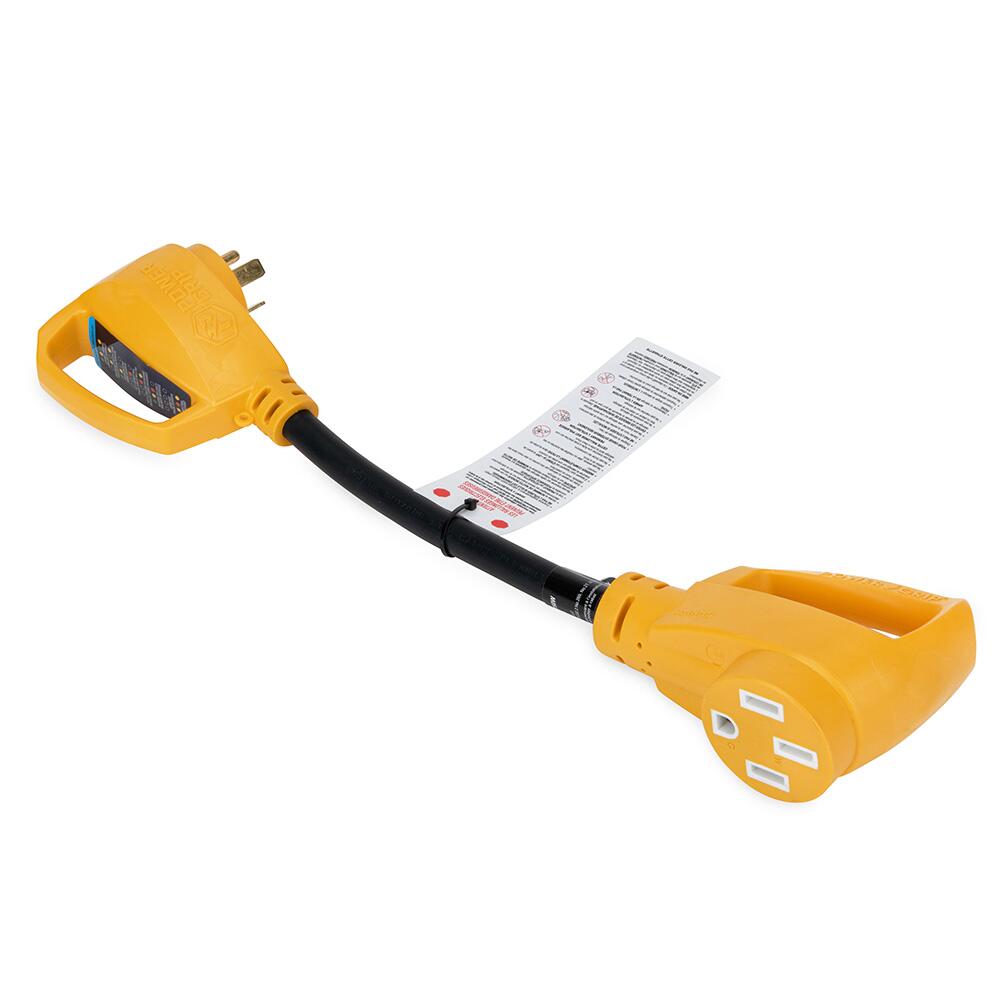 Image 1: Camco Power Grip RV 18" 30Amp Circuit Analyzer Dogbone - Integrated Surge Protection