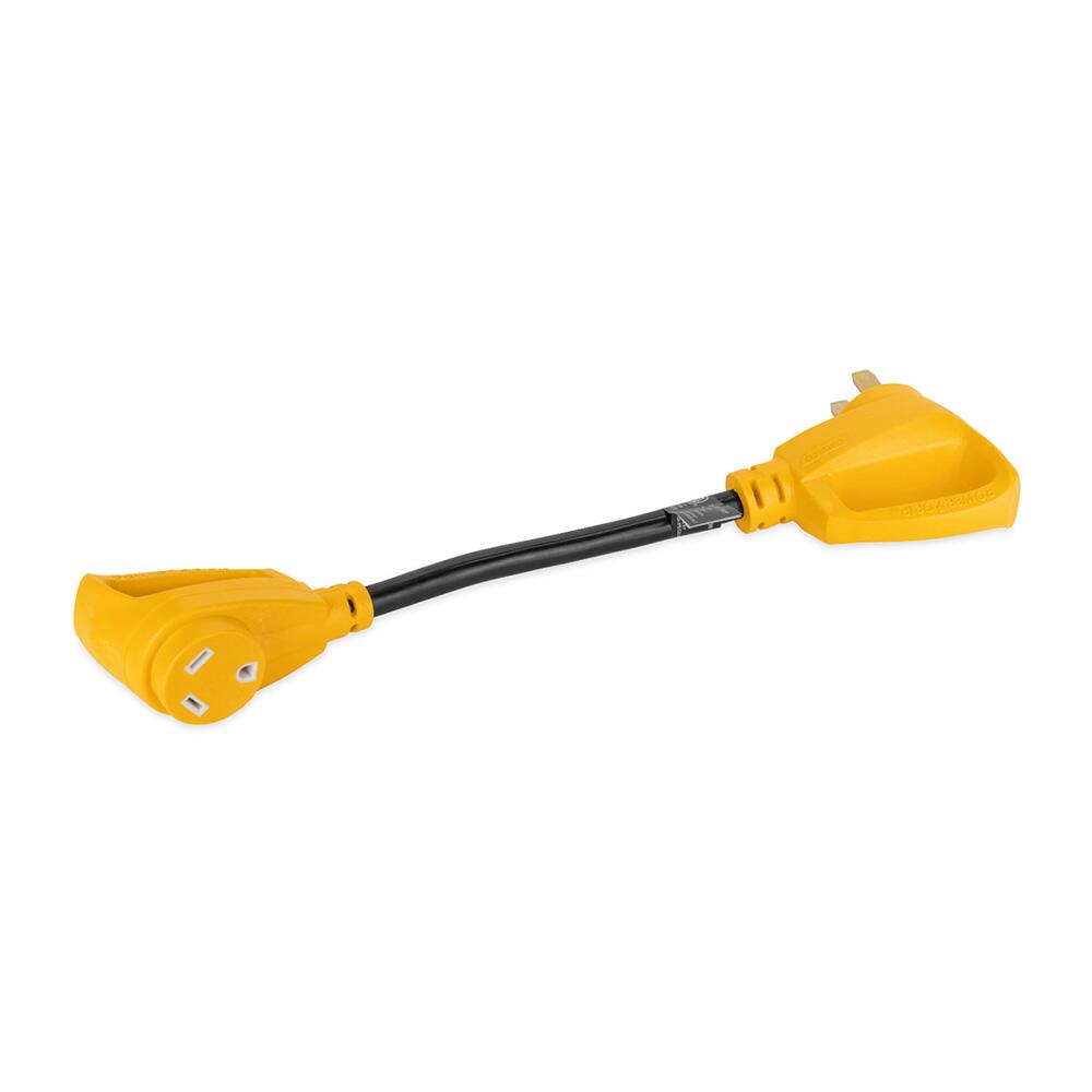 Image 1: Camco Power Grip 18" Dogbone Adapter - 50 Amp Male/30 Amp Female