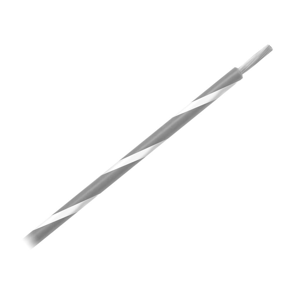 Image 1: Pacer 14 AWG Gauge Striped Marine Wire 500' Spool - Grey w/White Stripe