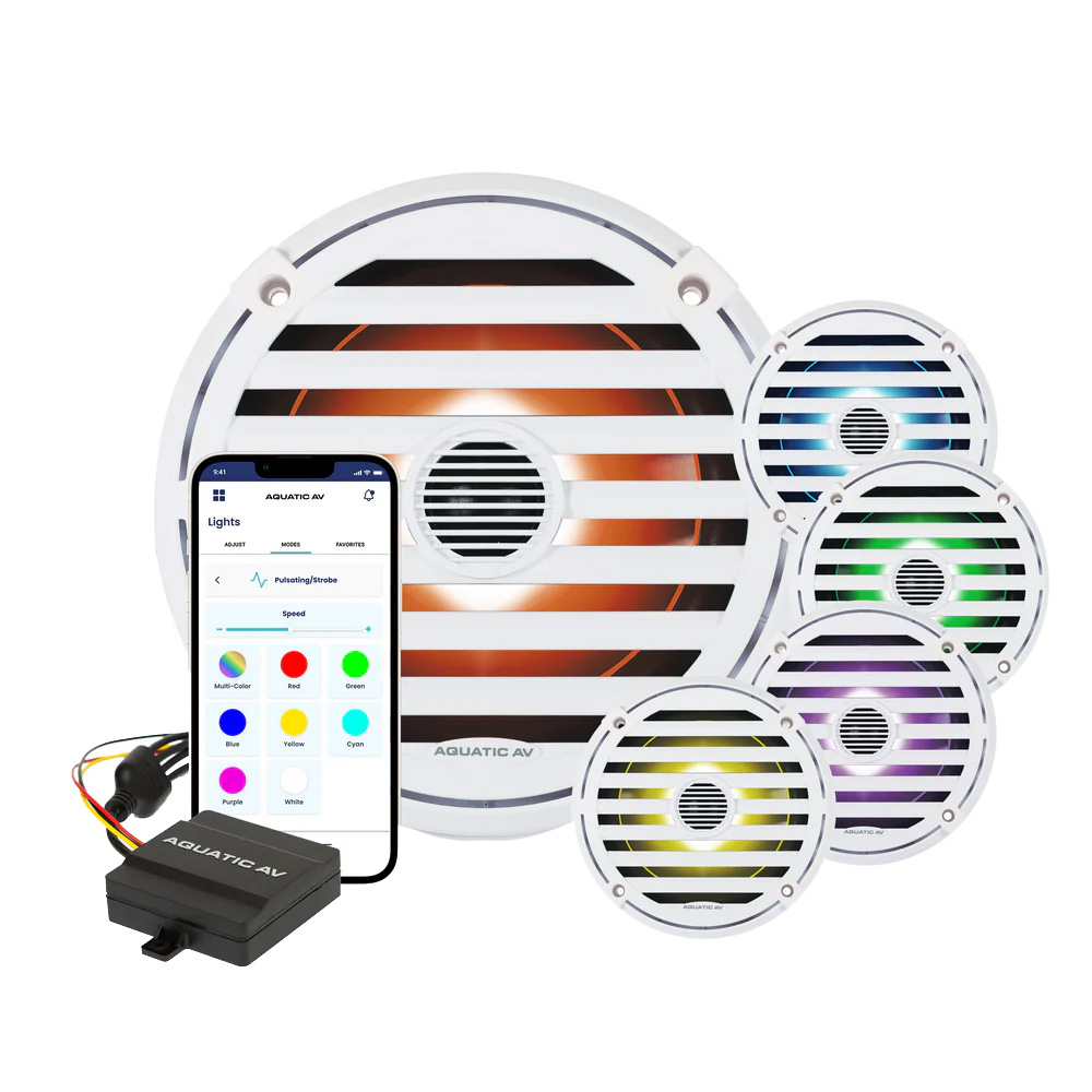 Image 2: Aquatic AV ELITE 6.5" RGB Speakers - White - Pair