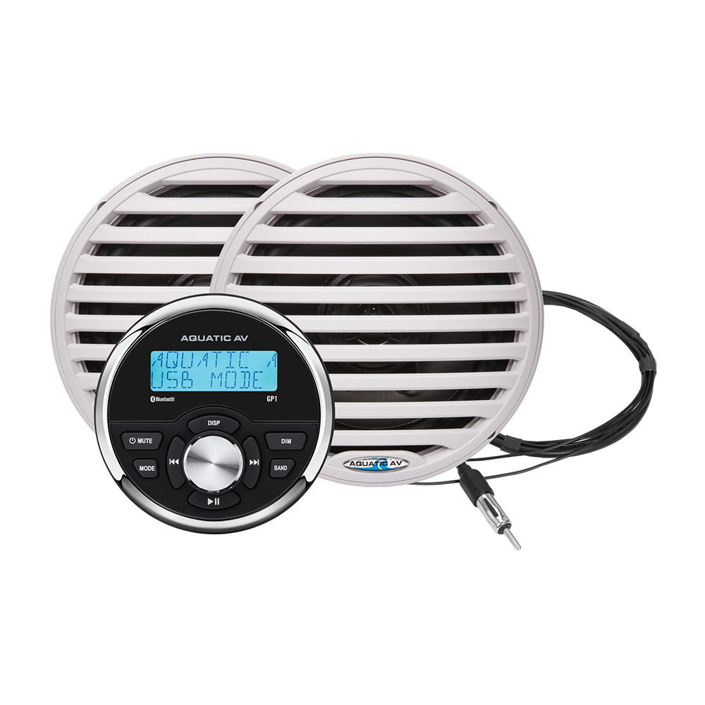 Image 1: Aquatic AV GP1 Gauge Stereo & Economy 6.5" Speakers - White (Pair)