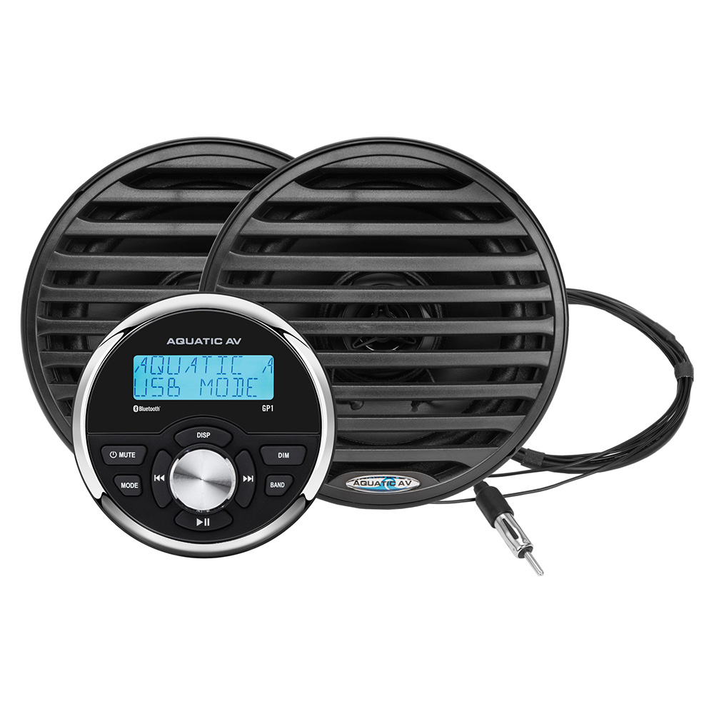 Image 1: Aquatic AV GP1 Gauge Stereo & Economy 6.5" Speakers - Black (Pair)