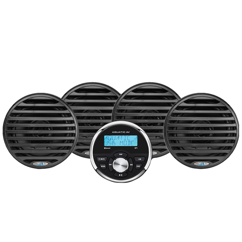 Image 1: Aquatic AV Economy Gauge Stereo/Speakers Kit - Black