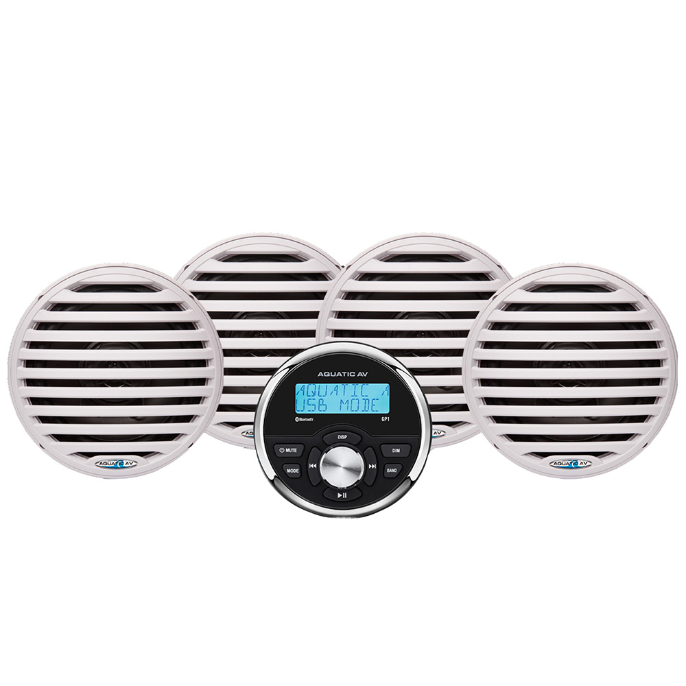 Image 1: Aquatic AV Economy Gauge Stereo/Speakers Kit - White