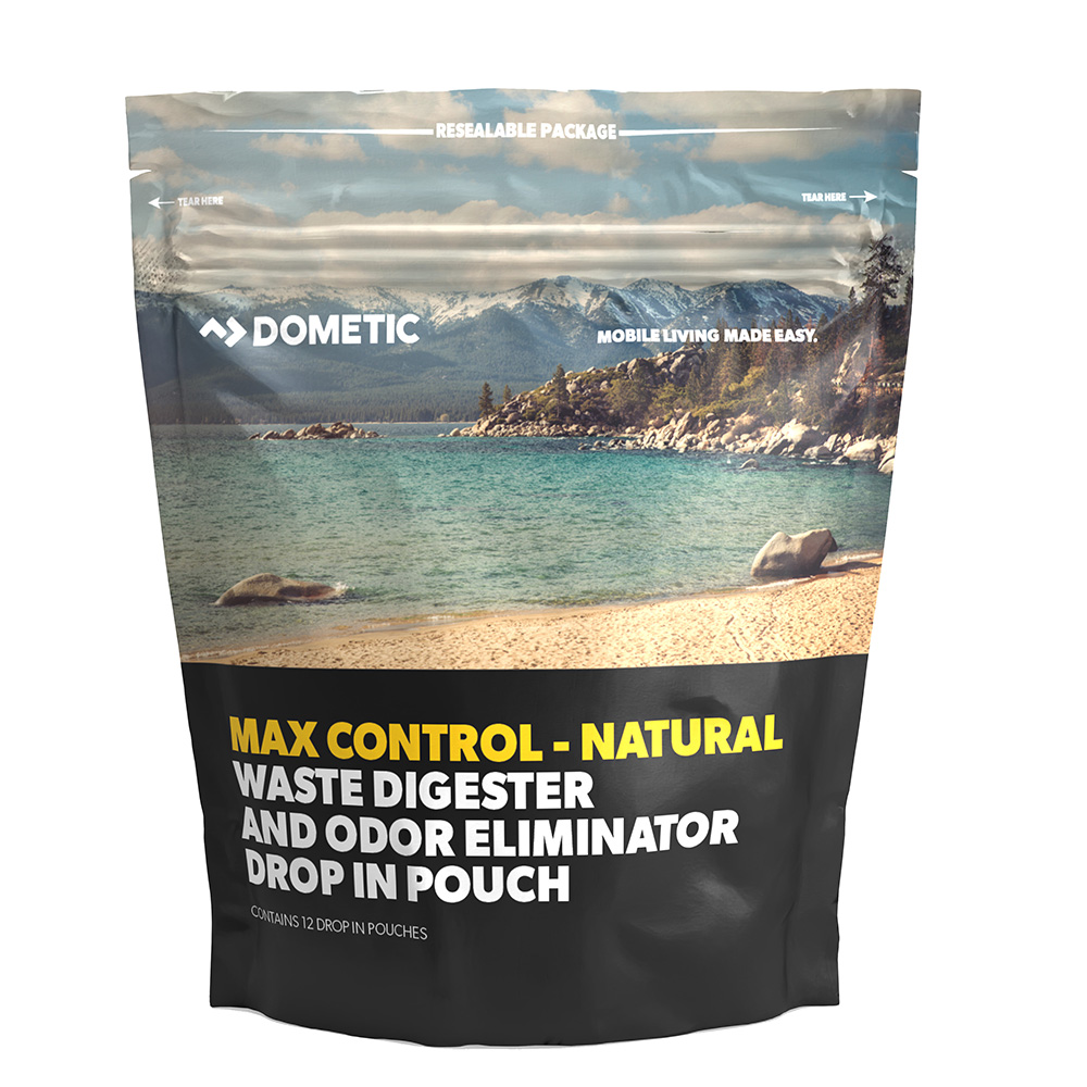 Image 1: Dometic Max Control Waste Digester & Odor Eliminator Drop-In Pouch - 12-Pack