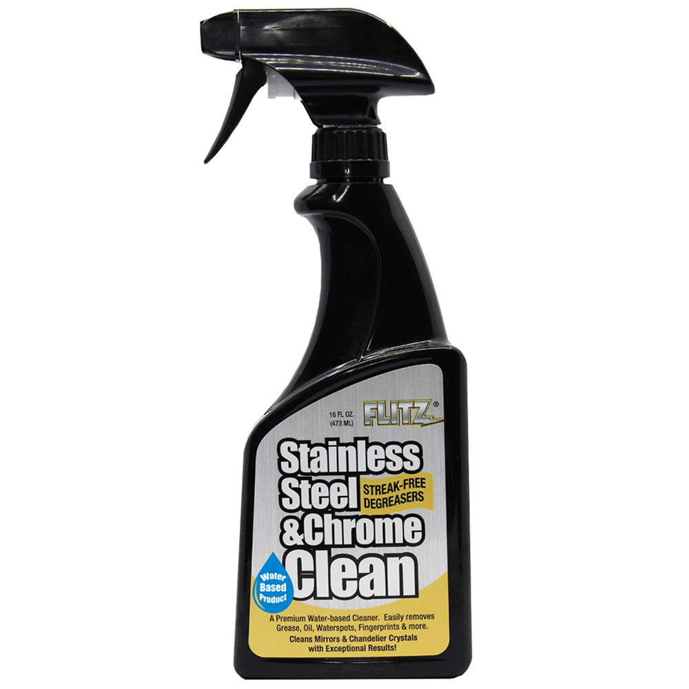 Image 1: Flitz Stainless Steel & Chrome Cleaner w/Degreaser - 16oz