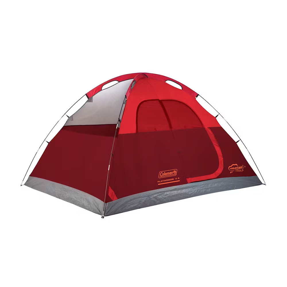 Image 1: Coleman 4-Person Flatwoods II™ Lightweight Dome Camping Tent - Red