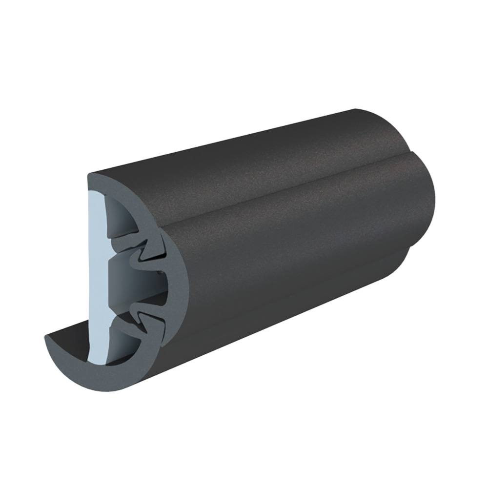 Image 1: TACO SuproFlex Rub Rail Kit w/Flex Vinyl Overlay Insert - 2"H x 1-1/4"W x 80'L - Black w/Black Insert