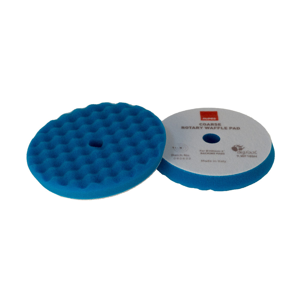 Image 1: RUPES Velcro Waffle Coarse Polishing Foam Pad f/Rotary Polishers 200mm - Blue