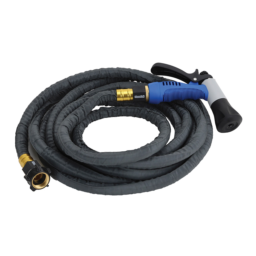 Image 1: HoseCoil 20' Stainless Steel PRO Hose Kit w/Boat Bumper Plastic Body Nozzle
