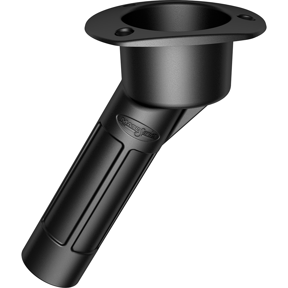 Image 1: Mate Series Plastic Rod & Cup Holder 30 Degree Open w/Oval Top - Black