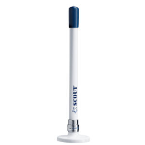 Image 1: Scout 9" Stubby White VHF Antenna w/Quick Mount Includes 5M RG-58, Mount & Integrated Connector KS-10