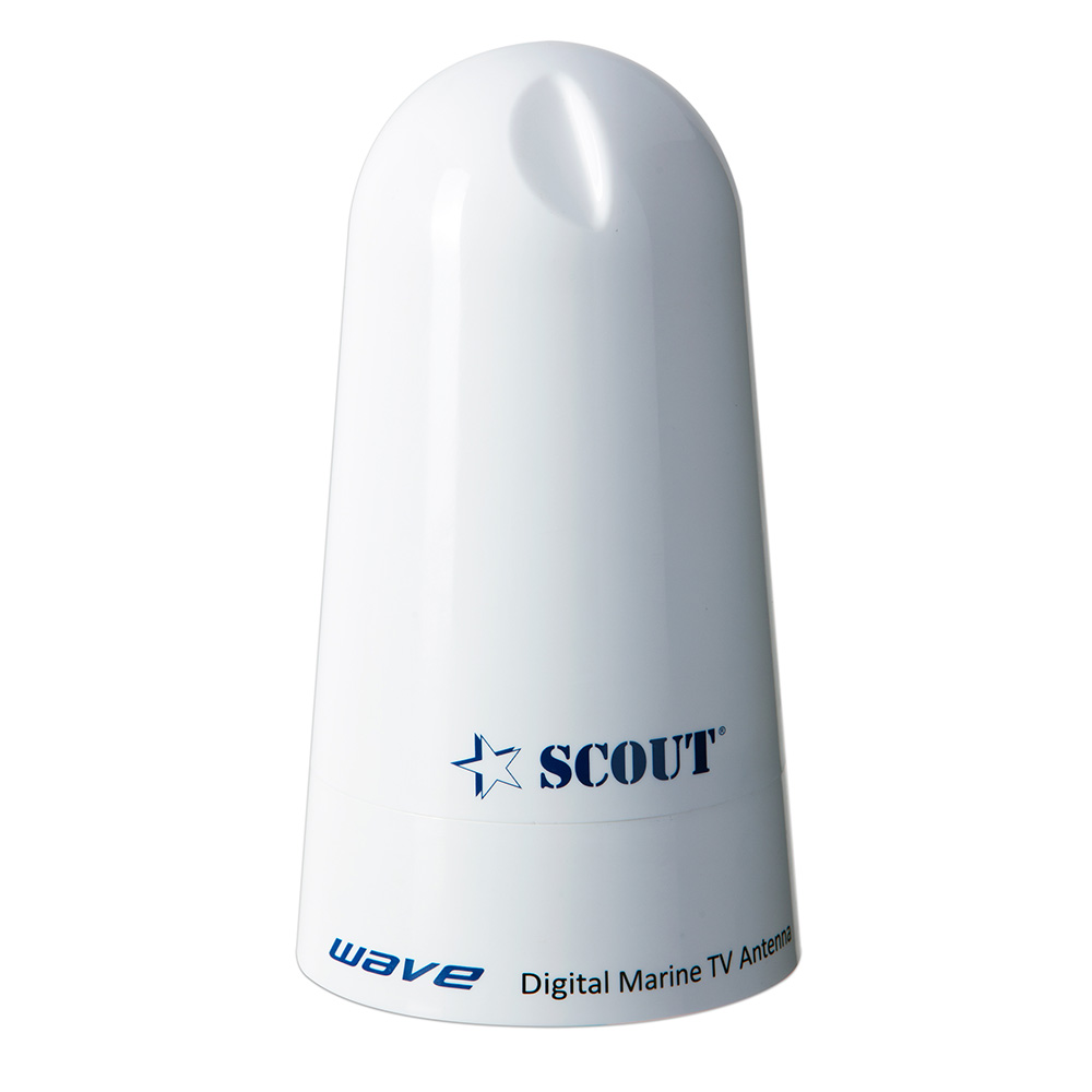 Image 1: Scout Wave 4" White TV Antenna Omnidirectional 25dB Gain w/10M, 75 ohms, Cable