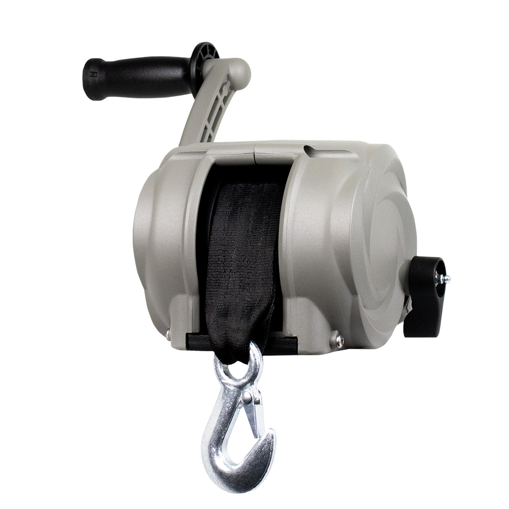 Image 1: Powerwinch Premier Series Winch 2000lb, 8", Crank Arm - Saltwater Silver