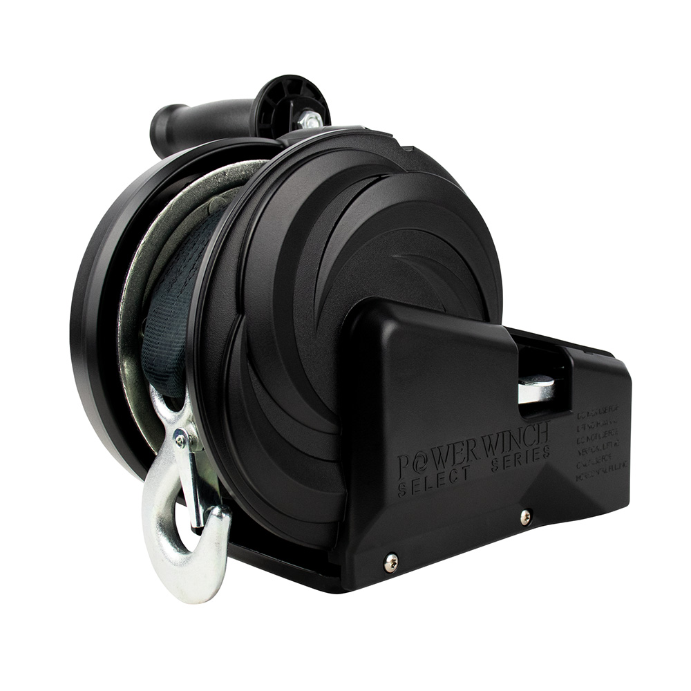 Image 1: Powerwinch Select Series Winch 1,800lb, 2 Speed, 6" Crank Arm - Carbon Black