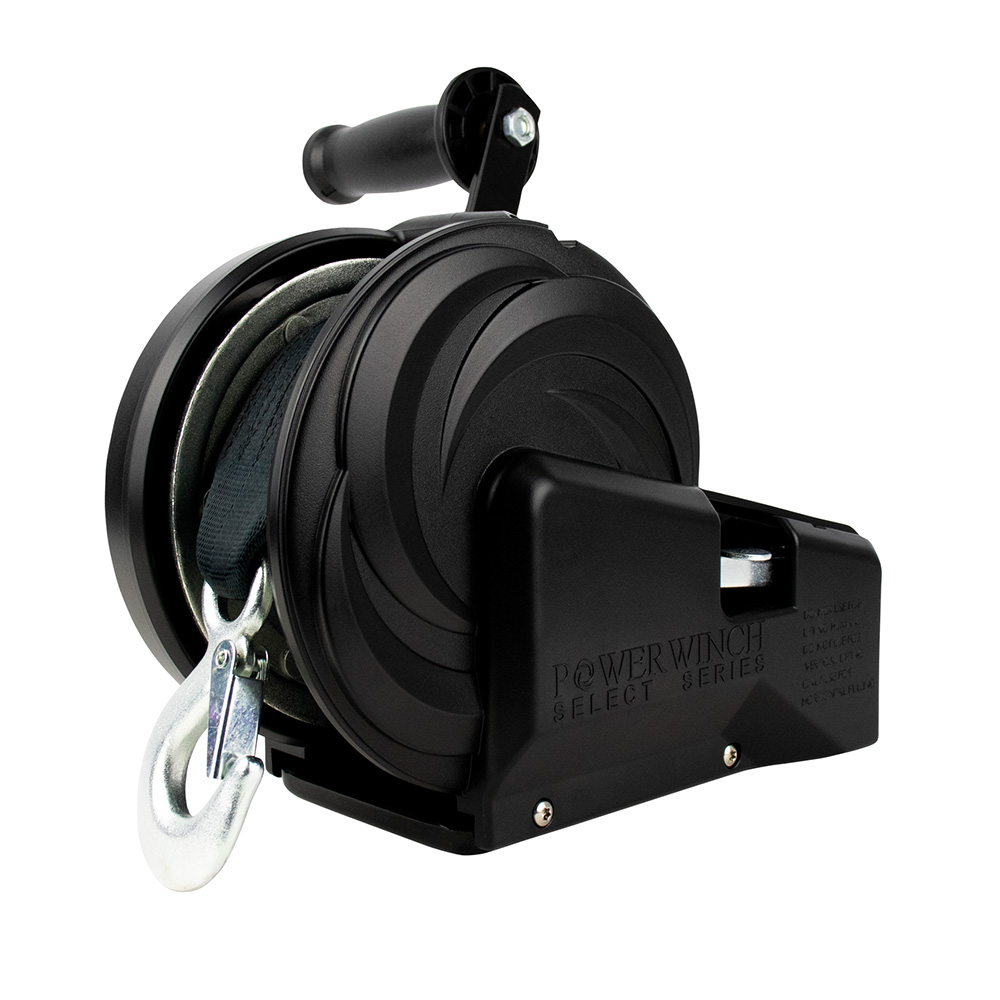 Image 1: Powerwinch Select Series Winch 2,000lb, 2 Speed, 8" Crank Arm - Carbon Black