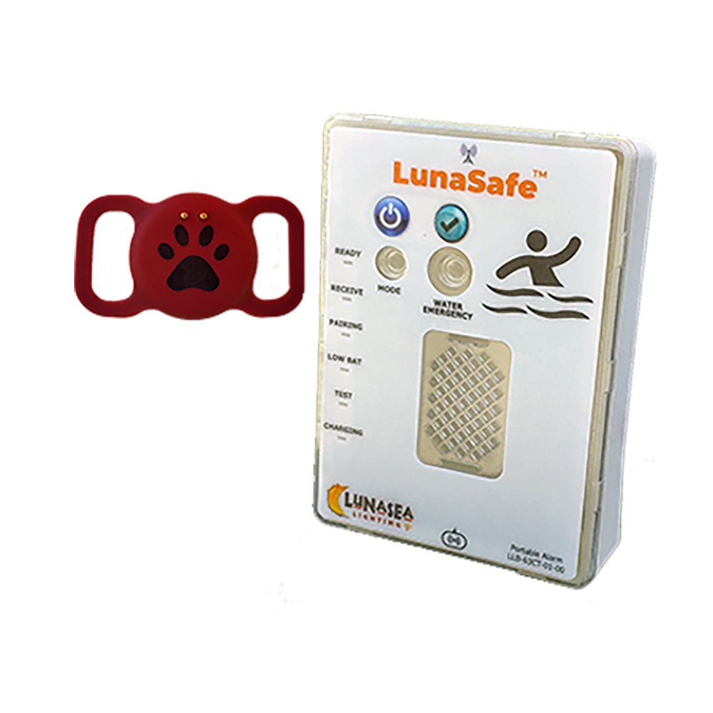 Image 1: Lunasea Water Activated Pet Safety RF Transmitter w/Rechargeable Alarm Receiver - Red