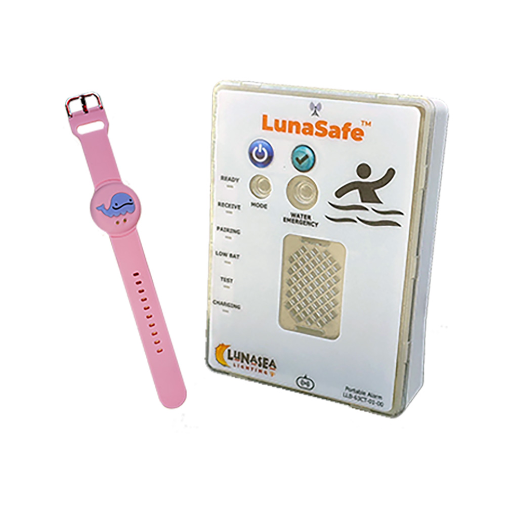 Image 1: Lunasea Water Activated RF Transmitter w/Rechargeable Alarm Receiver - Pink