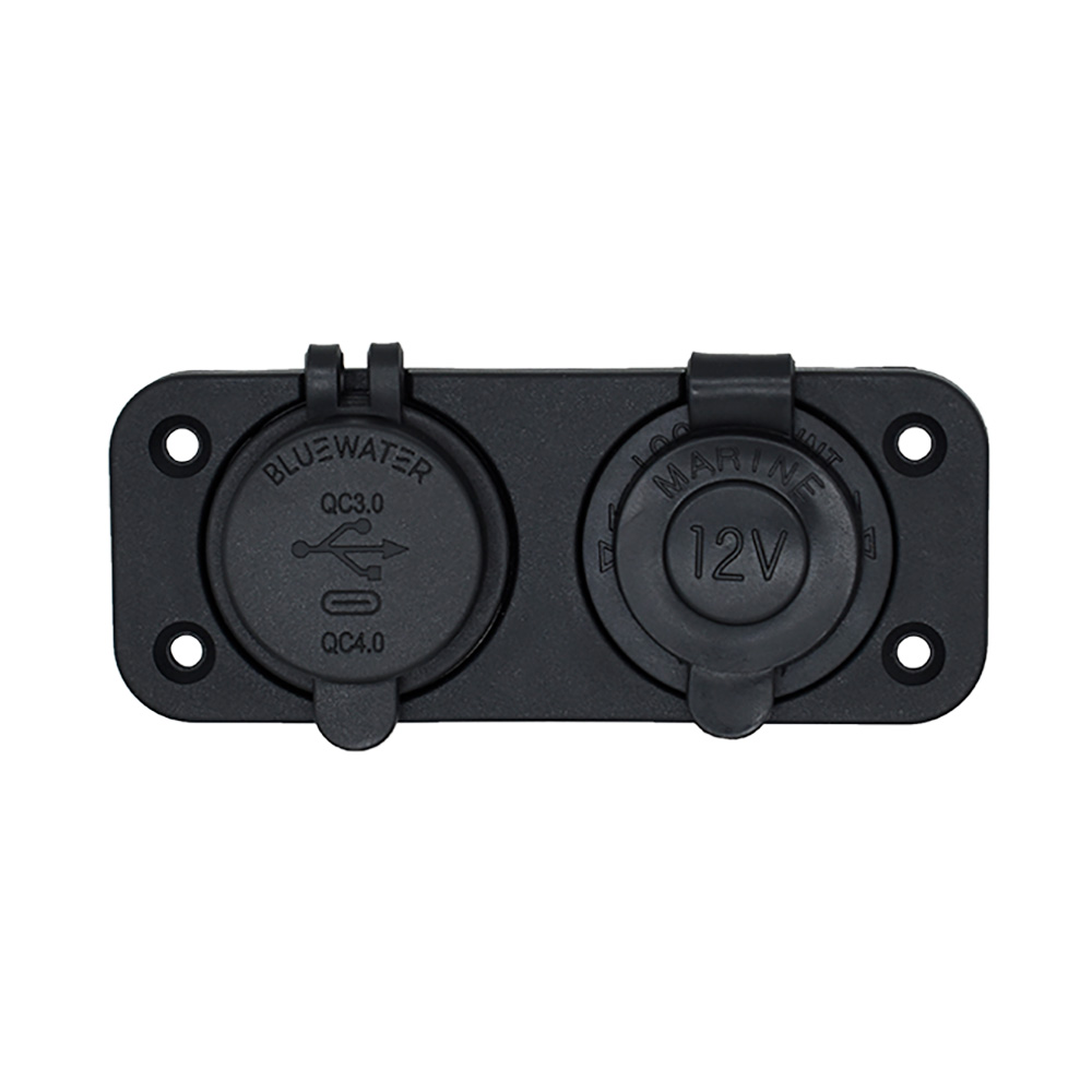 Image 1: Bluewater Round Dual USB/USB-C Charger