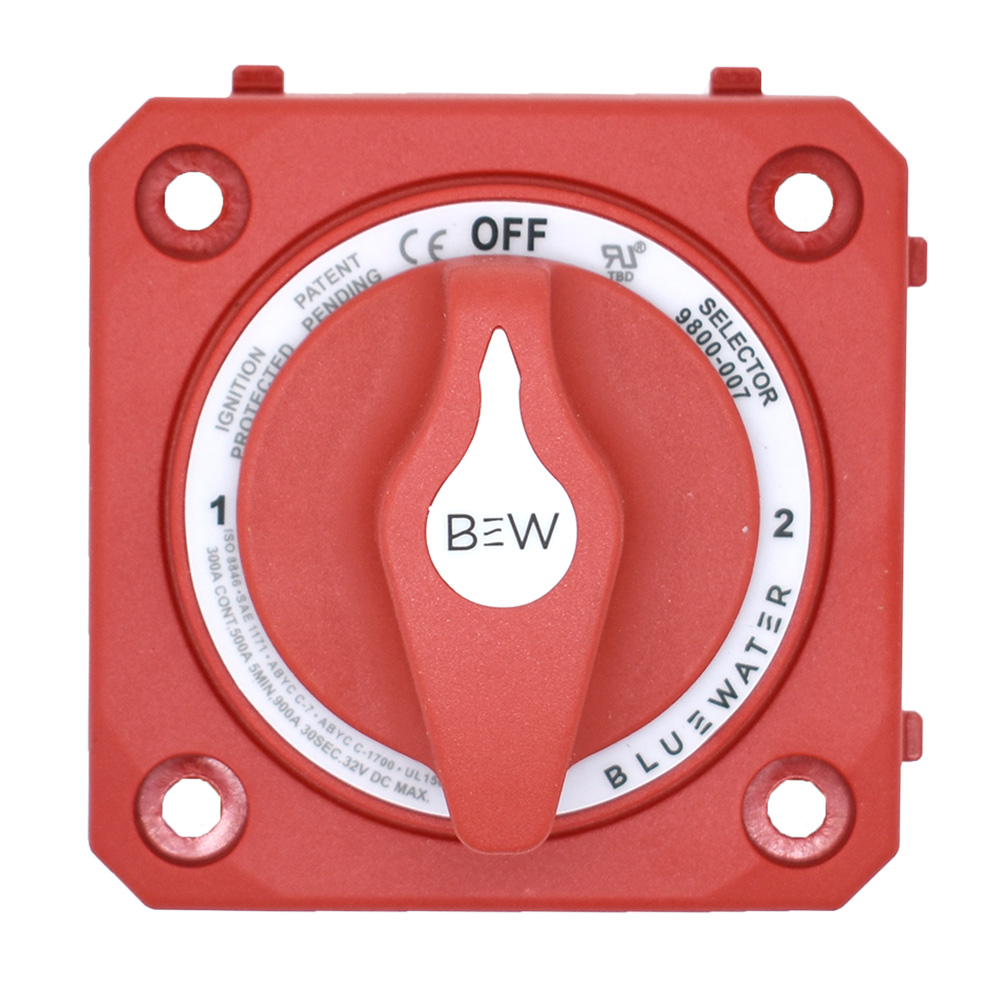 Image 1: Bluewater Off/1/2/Both Battery Switch - Panel Mount - Red