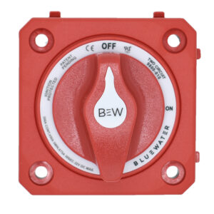Image 1: Bluewater On/Off 4 Post Dual Circuit Battery Switch w/o Base - Panel Mount - Red