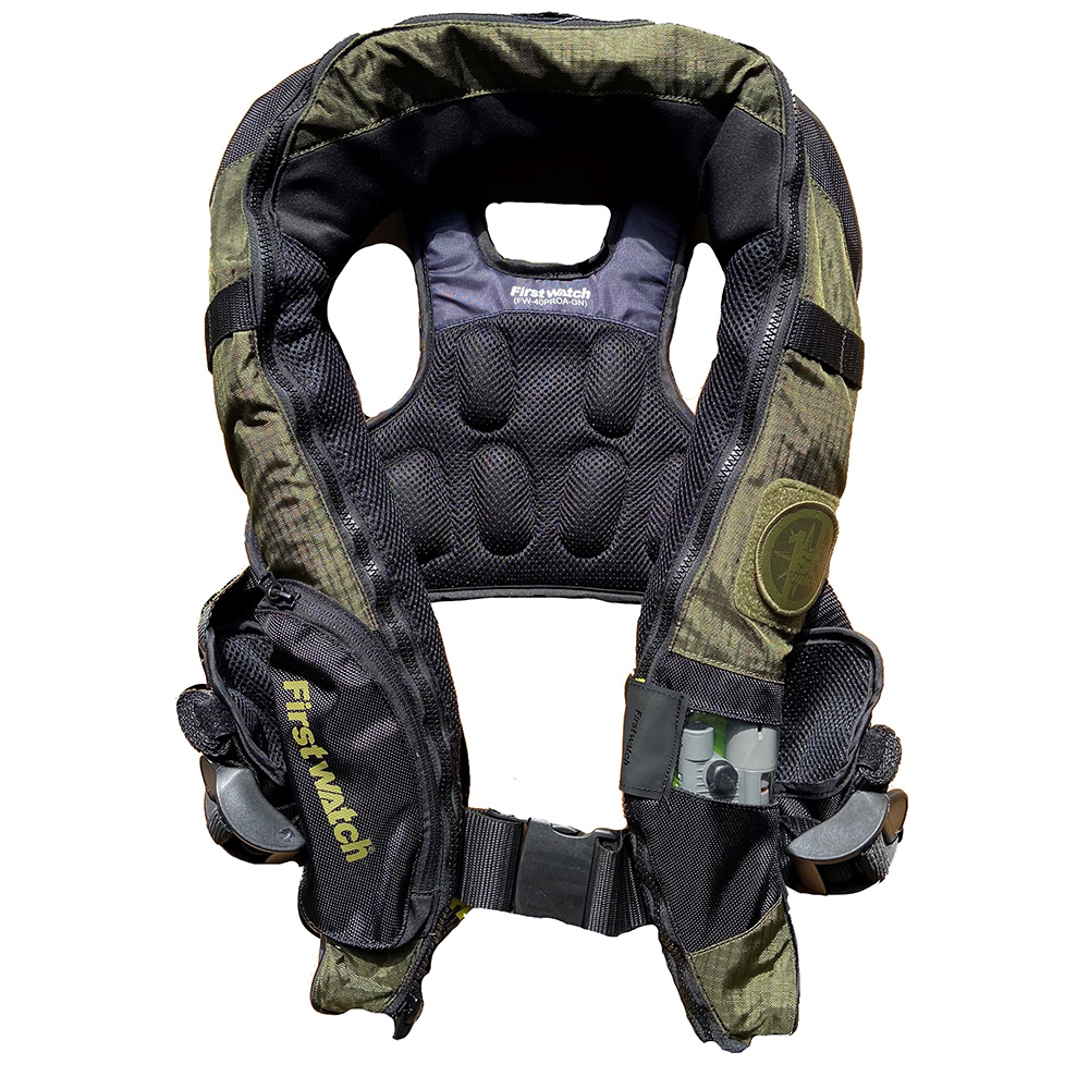 Image 1: First Watch Auto/Manual Convertible 38G Inflatable PFD - Green
