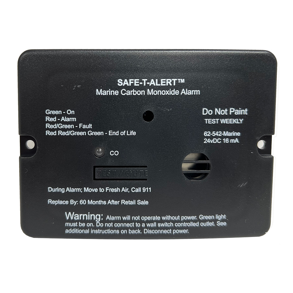 Image 1: Safe-T-Alert 62 Series Carbon Monoxide Alarm - 24V Flush Mount - Black w/Relay