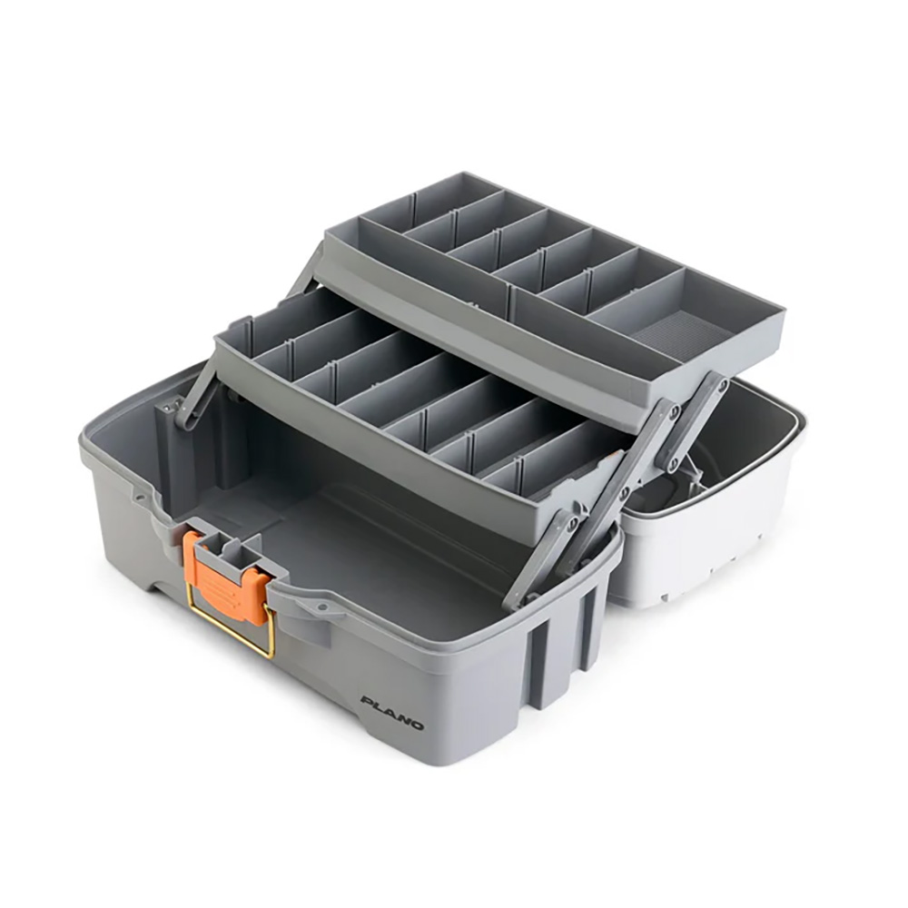 Image 2: Plano Two-Tray Tackle Box - Light Grey/Dark Grey