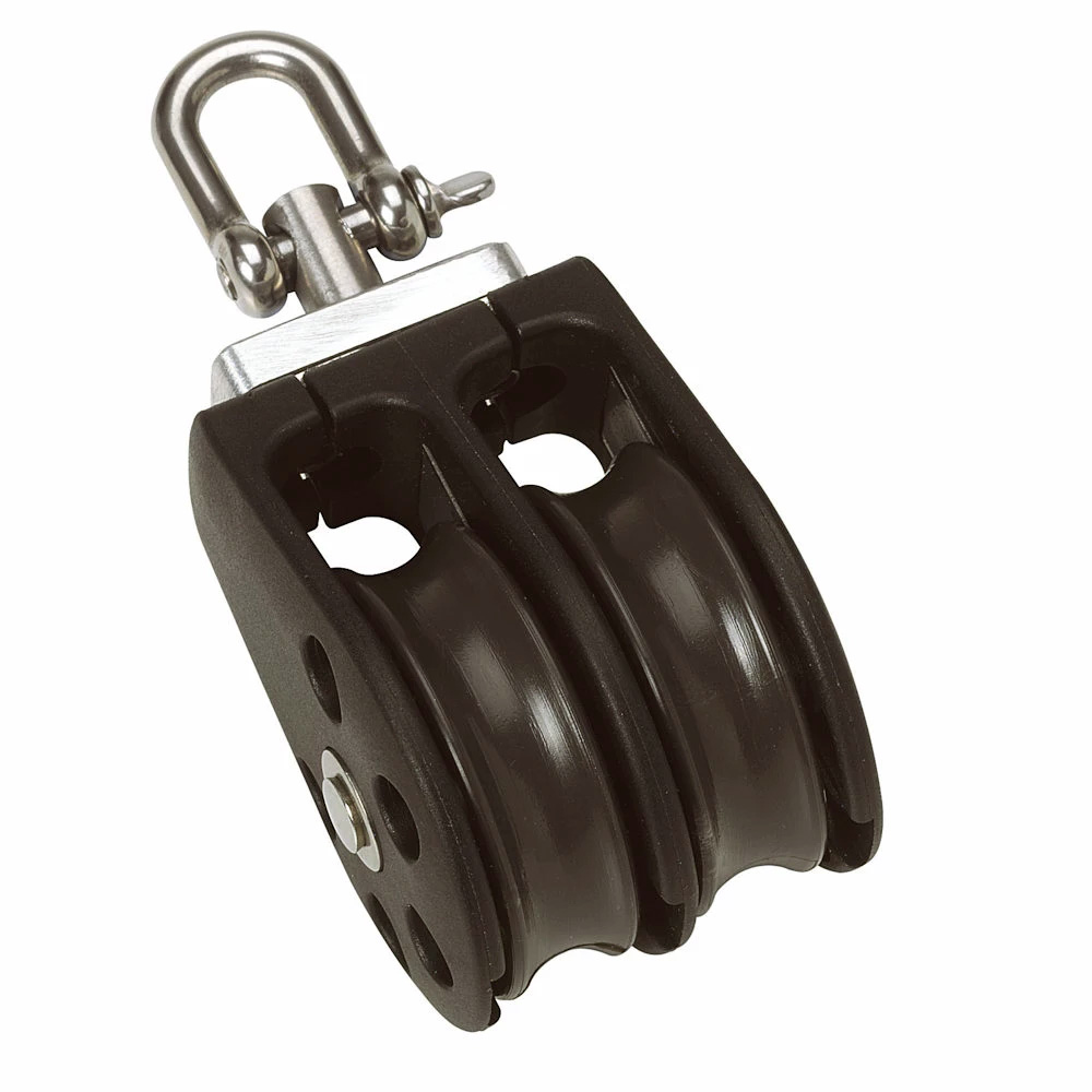 Image 1: Barton Size 2 35mm Plain Bearing Pulley Block Double w/Swivel
