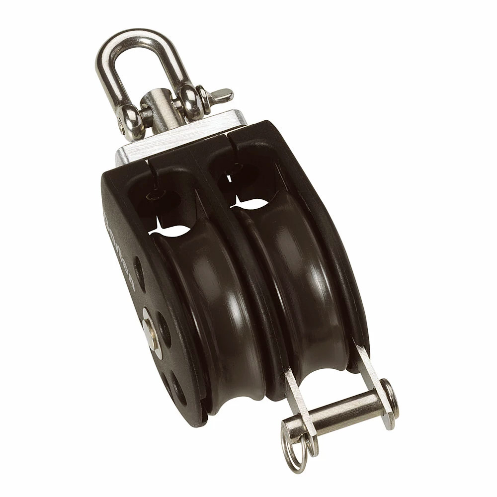 Image 1: Barton Size 1 30mm Plain Bearing Pulley Block Double Swivel & Becket