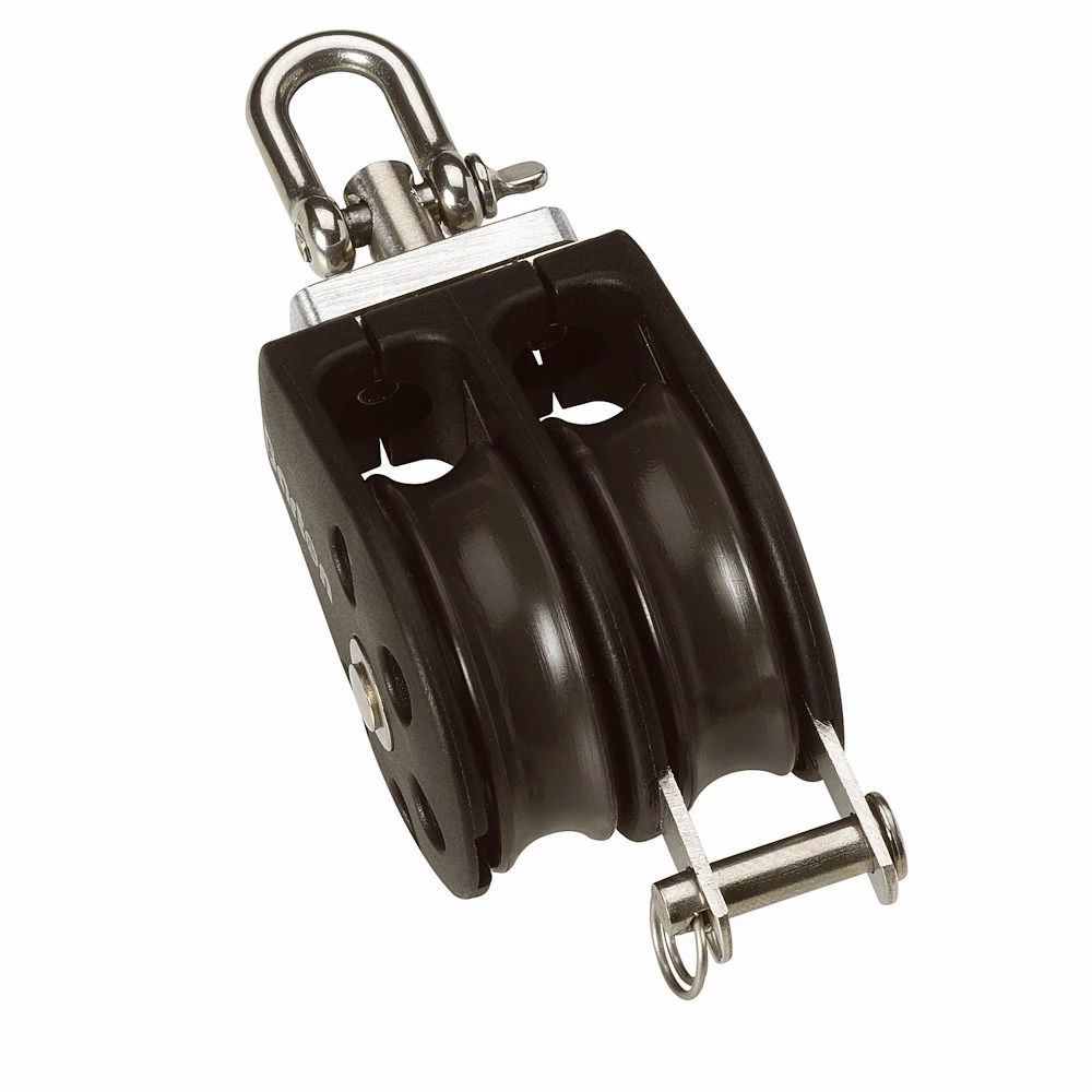 Image 1: Barton Size 2 35mm Plain Bearing Pulley Block Double Swivel & Becket