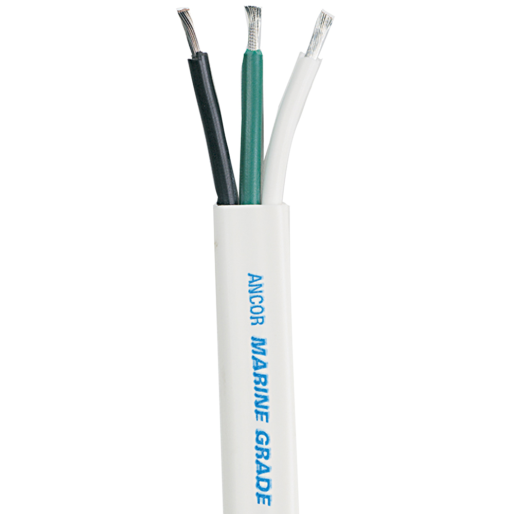 Image 1: Ancor White Triplex Cable - 12/3 - White, Black, Green - Sold by the Foot