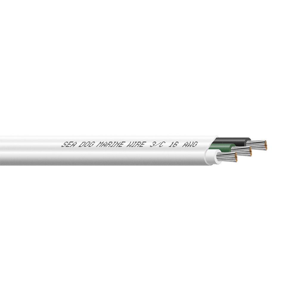Image 1: Sea-Dog 16/3 AWG Flat Triplex Wire - White/Green/Black - 100'