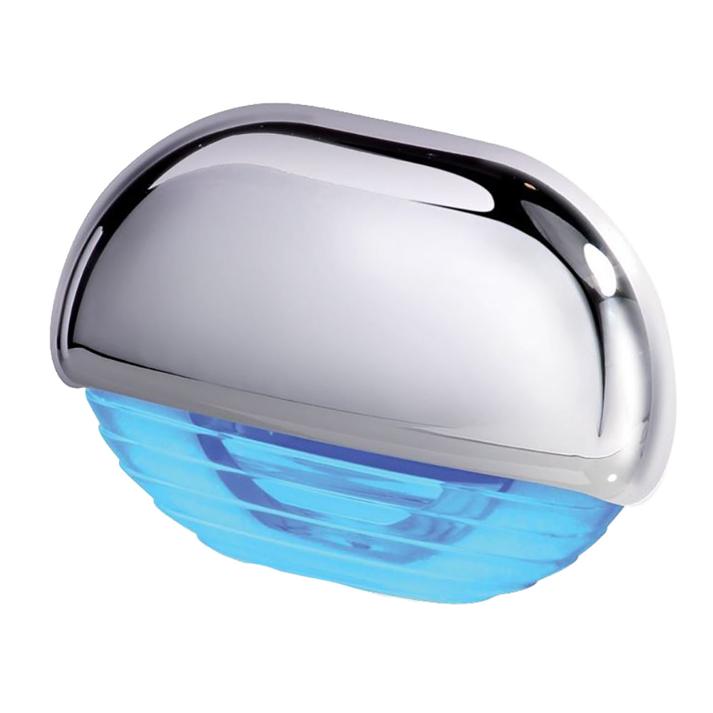 Image 1: Hella Marine Blue LED Easy Fit Step Light - Polished 315 Stainless Steel Cap