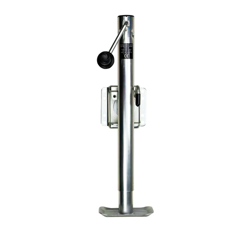 Image 1: Powerwinch Saltwater Series Jack - 2500lb, Bolt-On, Flat Plate, Zinc 500+ HR Salt Spray
