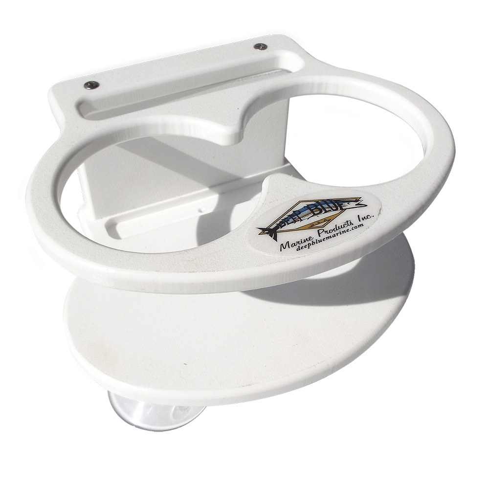 Image 1: Deep Blue Marine Double Slim Can Drink Holder & Cell Phone - White