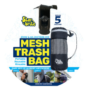 Image 1: Star brite Mesh Trash Bag w/Locking Suction Cup & Litter Guard Cinch Tie - 5 Gallons