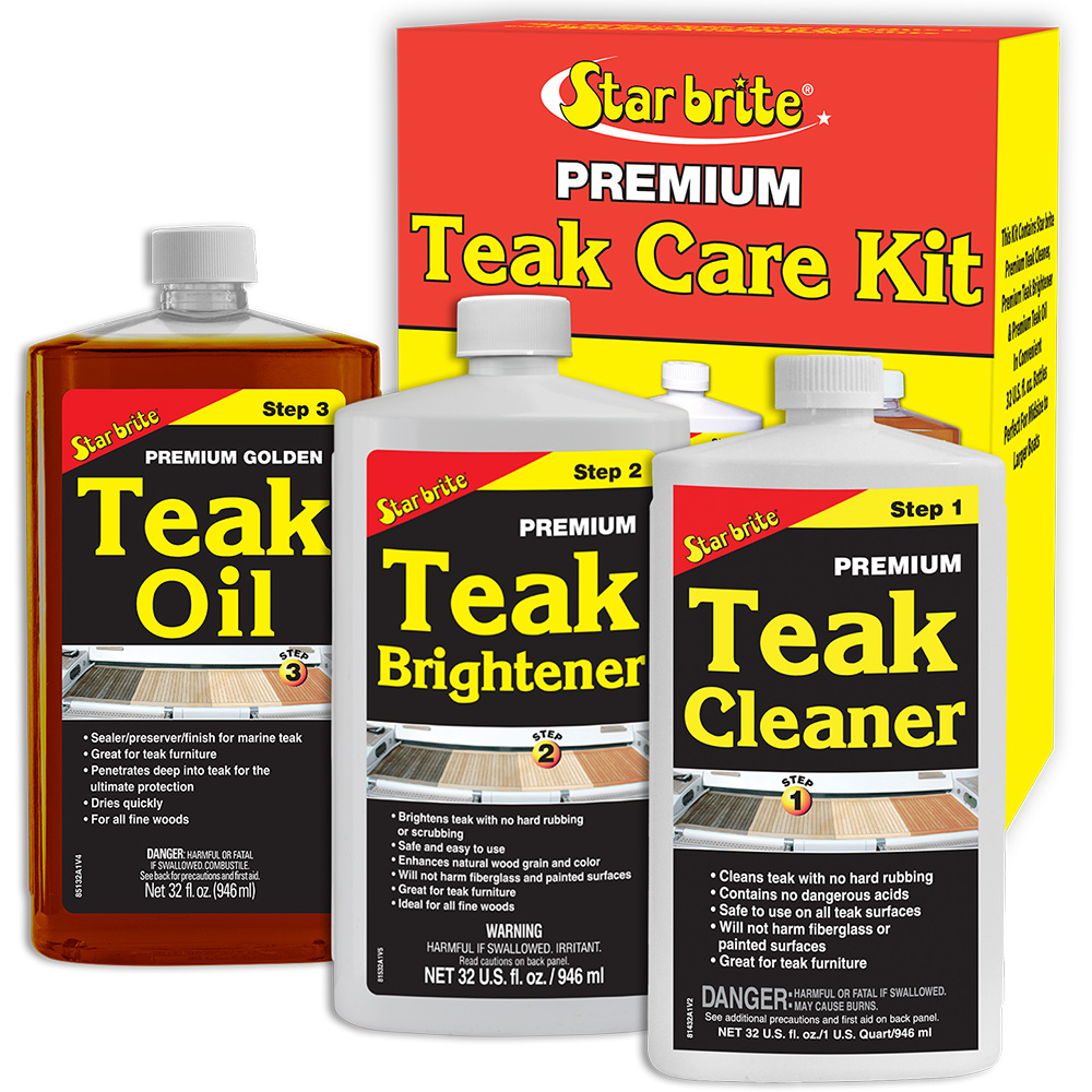 Image 1: Star brite Premium Teak Care Kit - Step 1, Step 2, & Step 3 - 32 oz