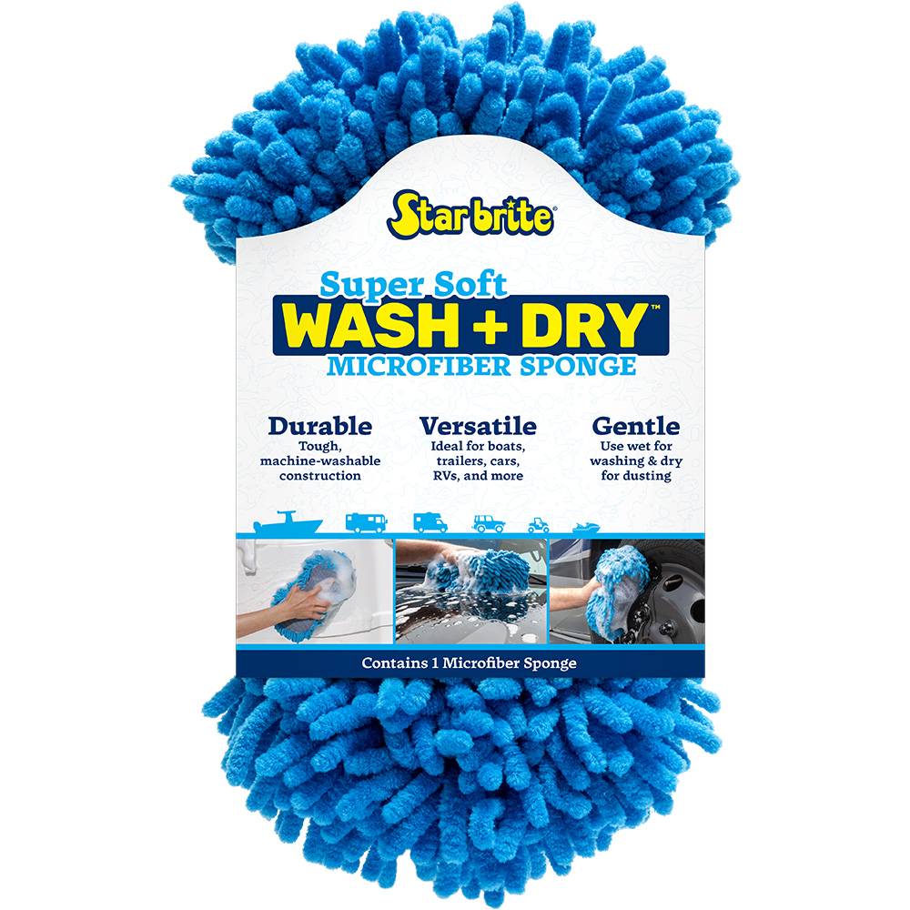 Image 1: Star brite Microfiber Reggae Sponge - Blue, Dual-Sided Scrubbing & Dusting