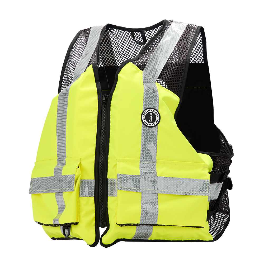 Image 1: Mustang Industrial Mesh Vest - Hi-Vis Fluorescent Yellow Green - Large/XL