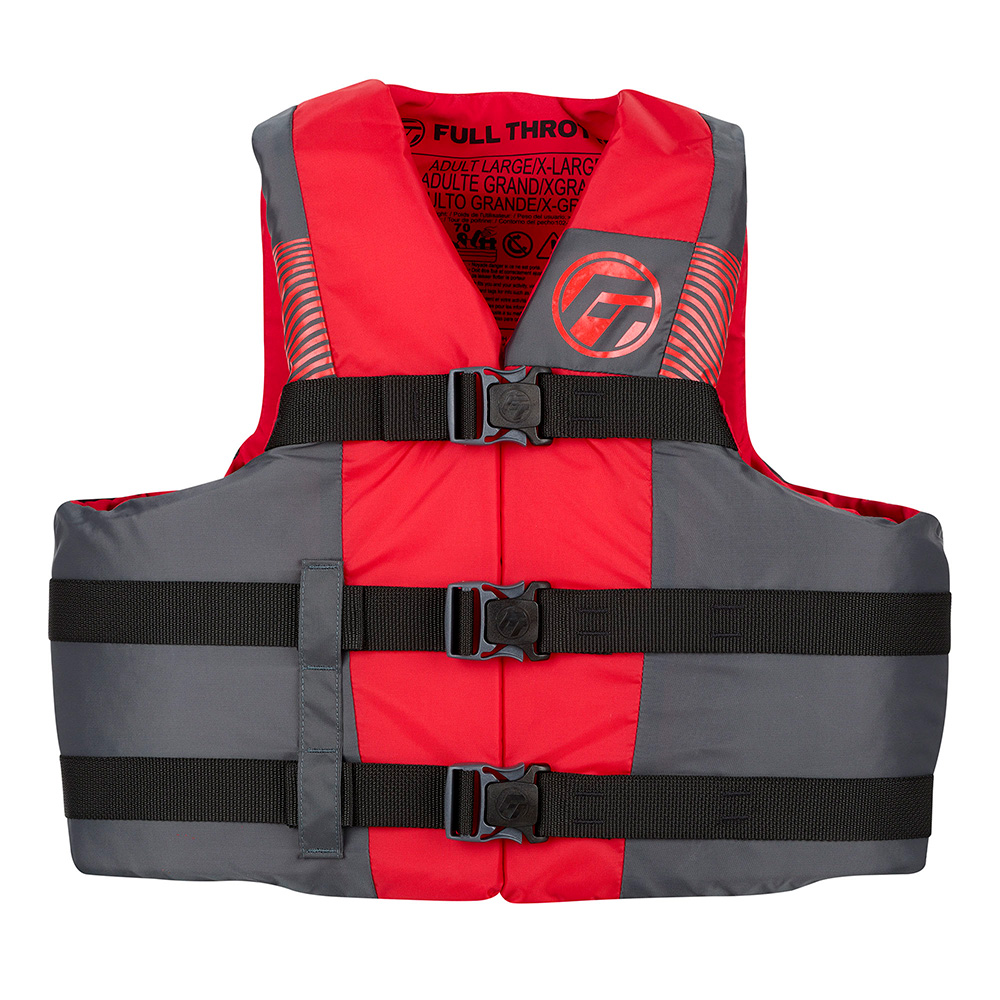 Image 1: Full Throttle Adult Nylon Life Jacket - 4X/7X - Black/Red