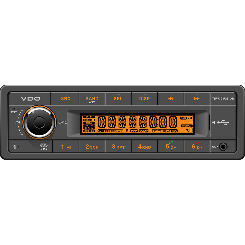 Image 1: VDO 24V Radio w/FM RDS Tuner MP3/WMA/USB/Bluetooth - Orange Illumination